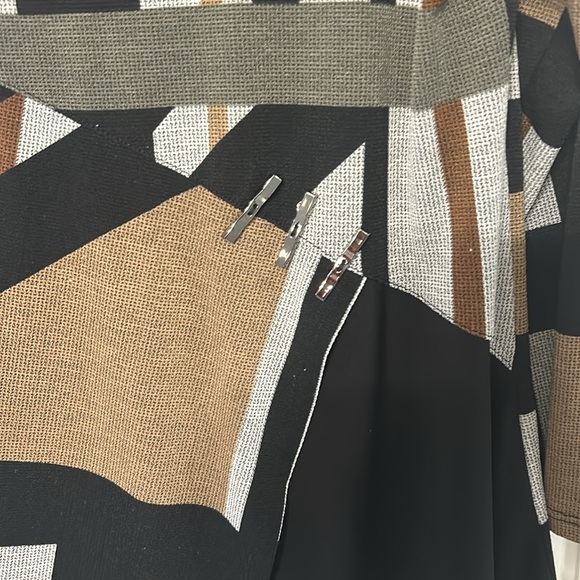 IC Connie K Top Shirt Tunic M black, brown Artisan asymmetrical Abstract top - Picture 3 of 8